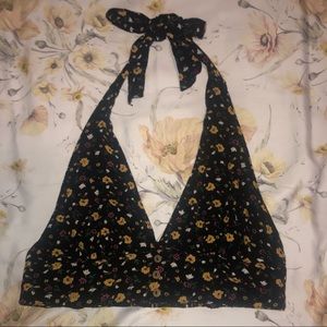 UO black floral halter top